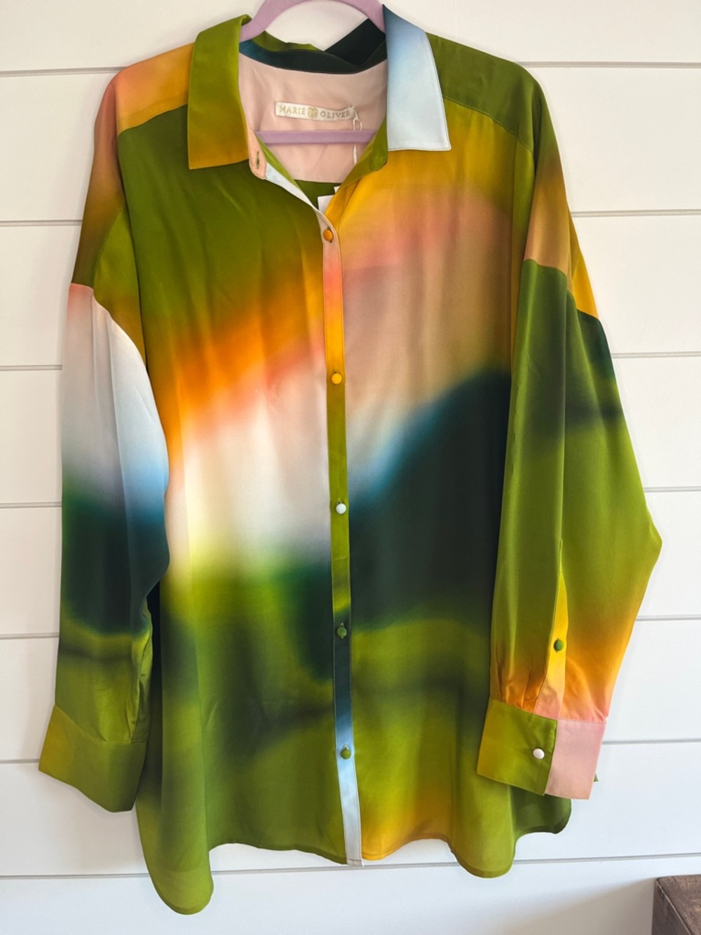 Marie Oliver Pastel Ombre Silk Blouse NWT Size 1X